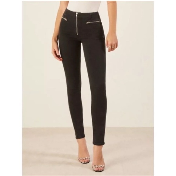 REFORMATION Black Stone Washed Niki Zipper Jeans Argentine Wash Stretch Size 27 - Picture 1 of 13